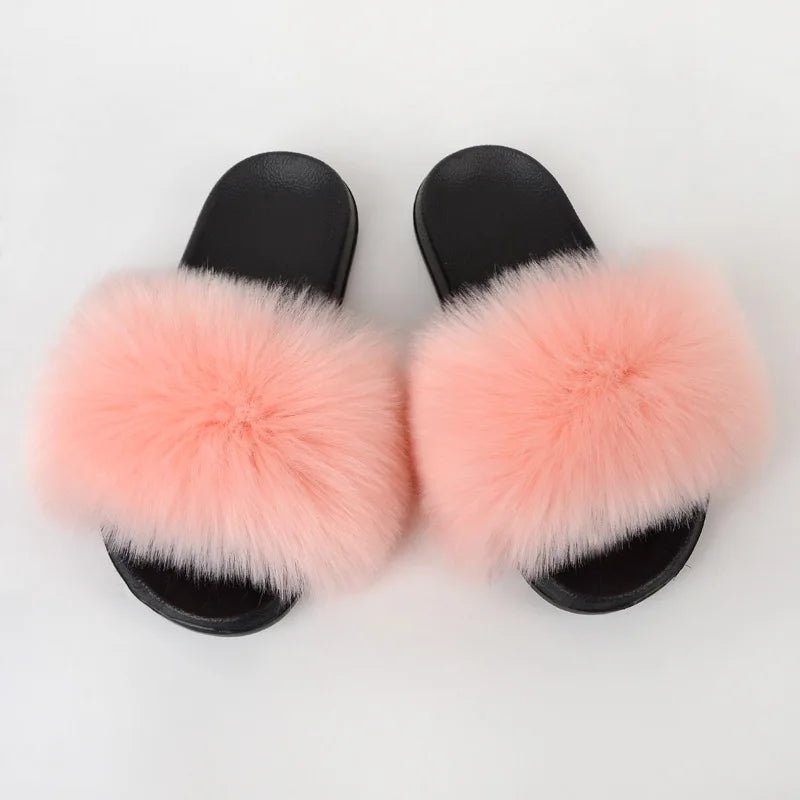 Luxury Fluffy Fur Slippers - Women's Indoor Warm Plush Slides - EverHype