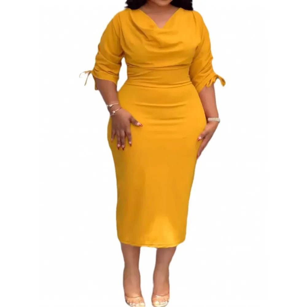 L - 4XL Plus Size Clothes Dresses Women Robes Summer Autumn 3/4 Sleeve Street Style Casual 3XL 4XL Big Size Midi Dress Oversized - EverHype