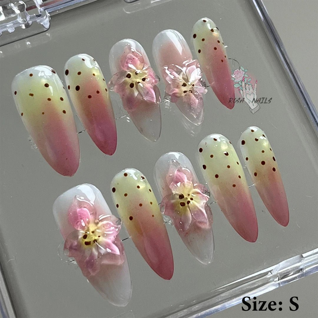 Summer Nails Shell 3D Jelly Spring Flowers Gel Nail Art Vacation Holiday Trendy Flower Almond French Tip Handmade Press on Nails - EverHype