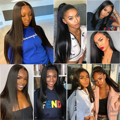 30 Inch Long Bundles Straight Human Hair 1/3/4 Pcs Bone Straight Hair Weave Double Weft 100% Remy Raw Hair Extensions Natural - EverHype