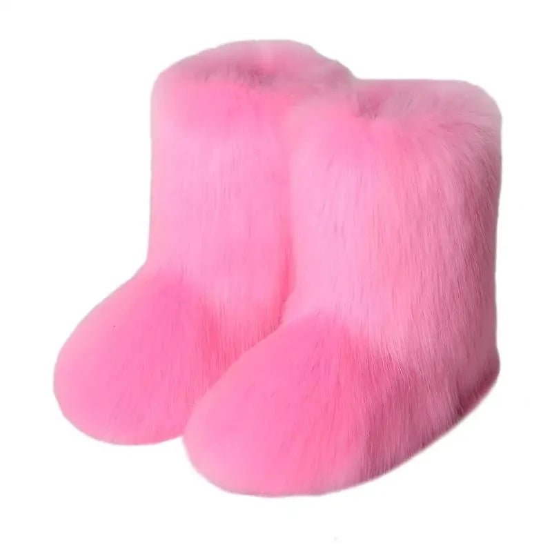 Winter Fluffy Faux Fox Fur Boots - Luxury Warm Snow Boots - EverHype