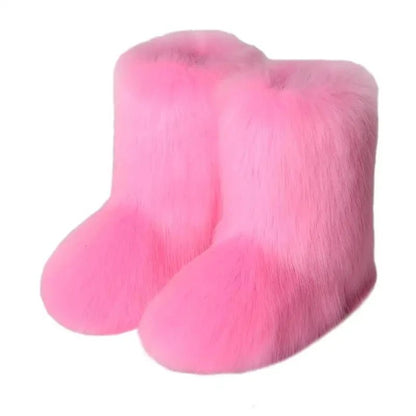Winter Fluffy Faux Fox Fur Boots - Luxury Warm Snow Boots - EverHype