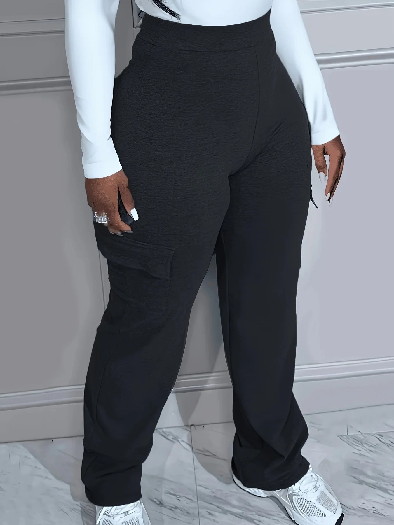 Plus Size High Waist Pocket Pants for Women - EverHype