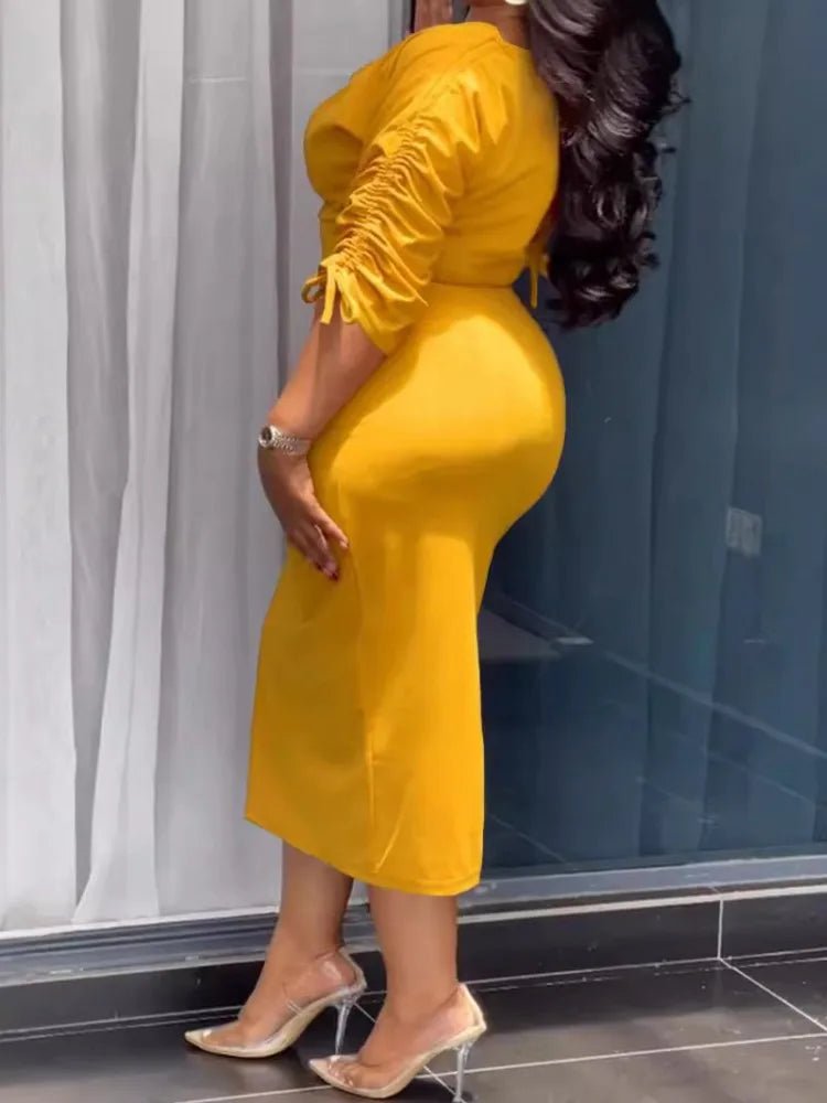 L - 4XL Plus Size Clothes Dresses Women Robes Summer Autumn 3/4 Sleeve Street Style Casual 3XL 4XL Big Size Midi Dress Oversized - EverHype
