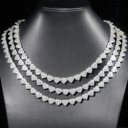 Moissanite Heart Bracelet & Necklace Set - 925 Sterling Silver Jewelry - EverHype