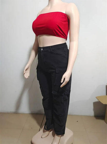 Wmstar Jeans Women Denim Bottom Boy Friend Straight Cargo Pants High Waist Korean New Fashion Streetwear Wholesale Dropshipping - EverHype