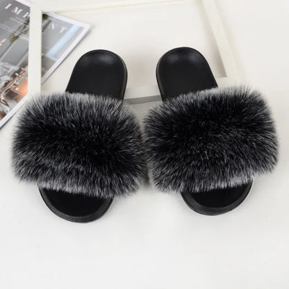 Luxury Fluffy Fur Slippers - Women's Indoor Warm Plush Slides - EverHype