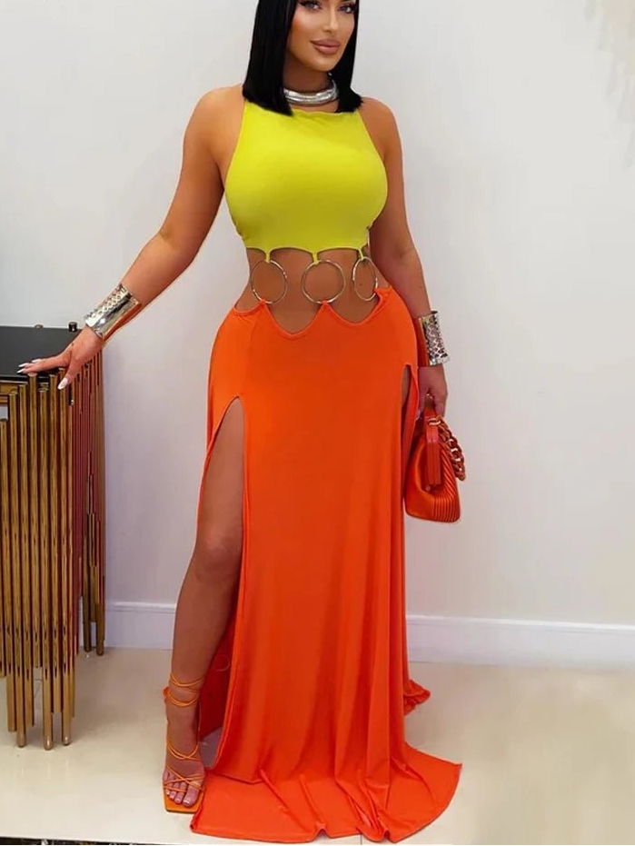 Women's O - Ring Metal Dress - Hollow Out Backless Bandage | Sexy Clubwear - EverHype