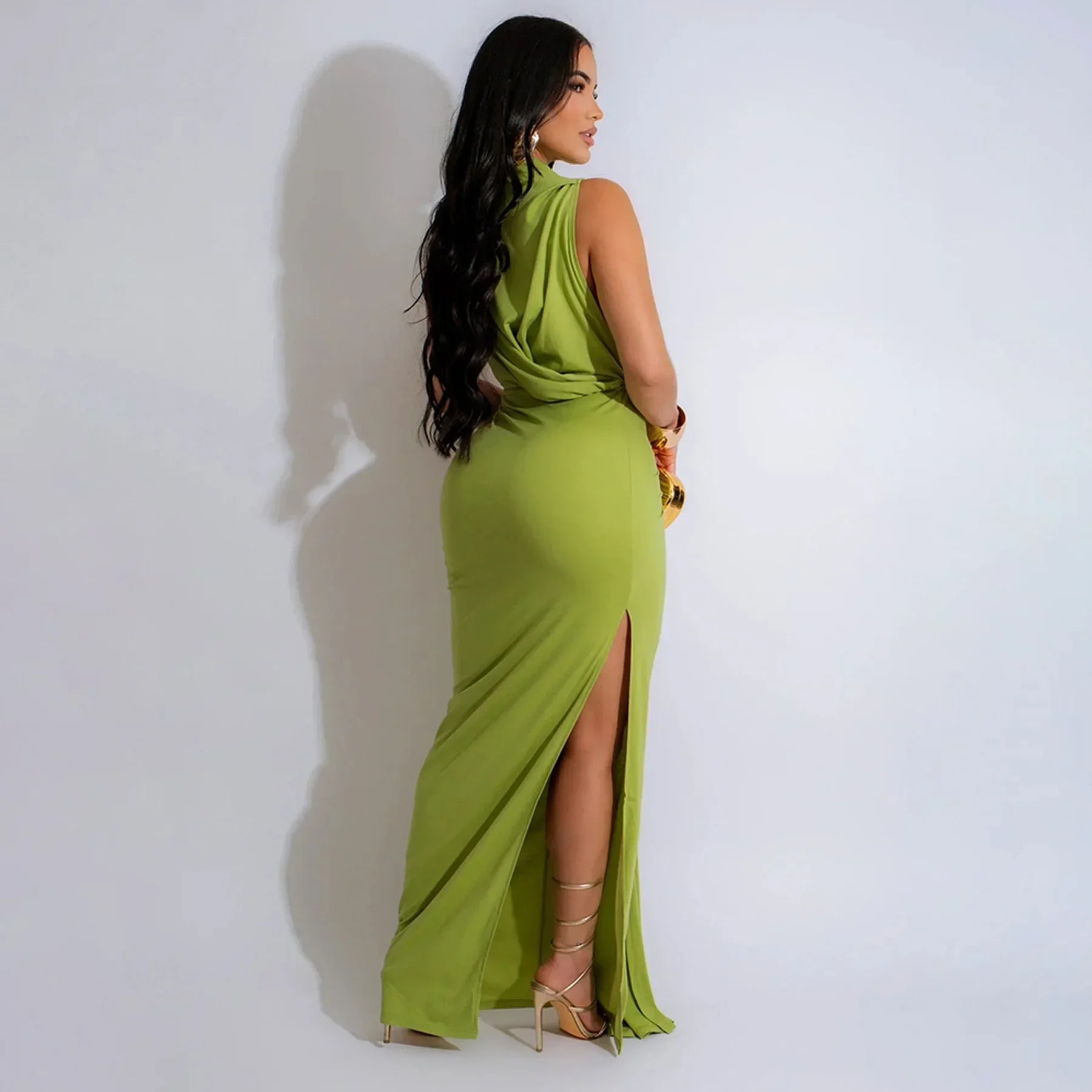 Bodycon Midi Maxi Dress - High Split Ruched Evening Party Dress | Sexy Chic - EverHype