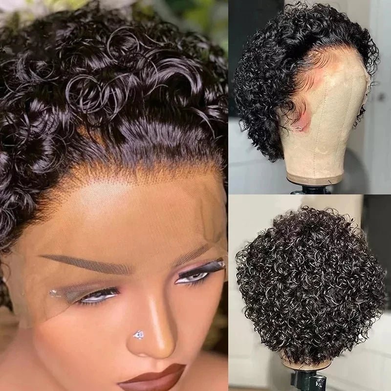 Short Pixie Cut Wig - Peruvian Water Wave Human Hair 250% Density 13x1 Lace - EverHype