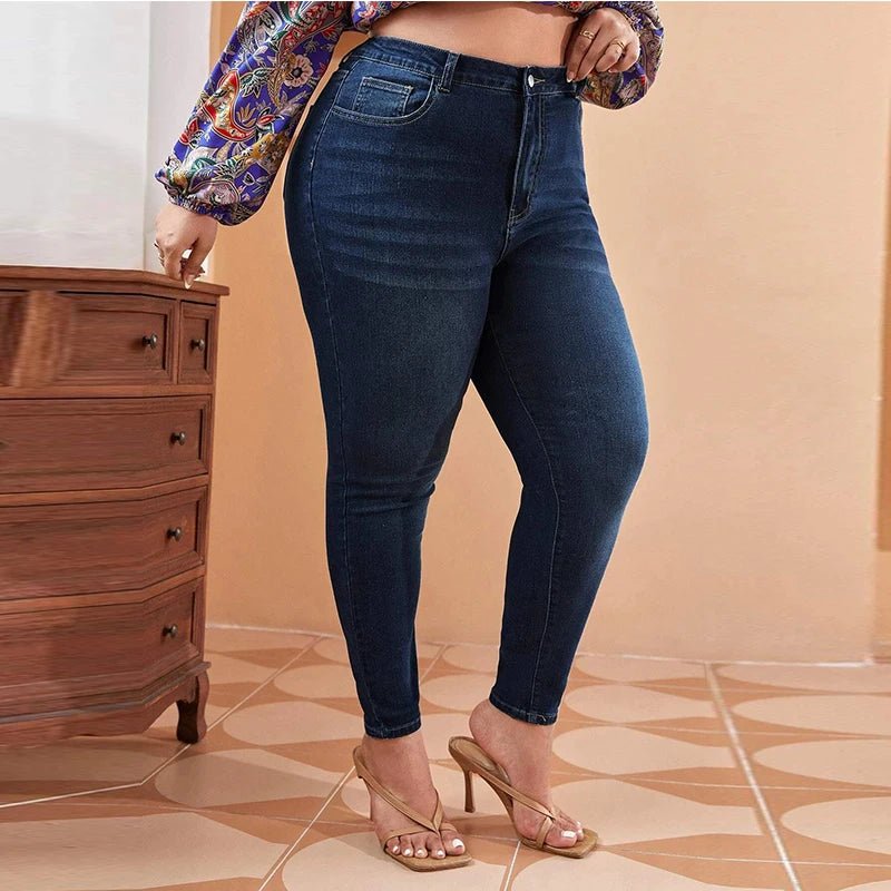Plus Size Skinny Jeans For Women High Waist Stretch Denim Trousers Mom Jeans Pencil Pants Casual Comfort Trousers Oversize - EverHype