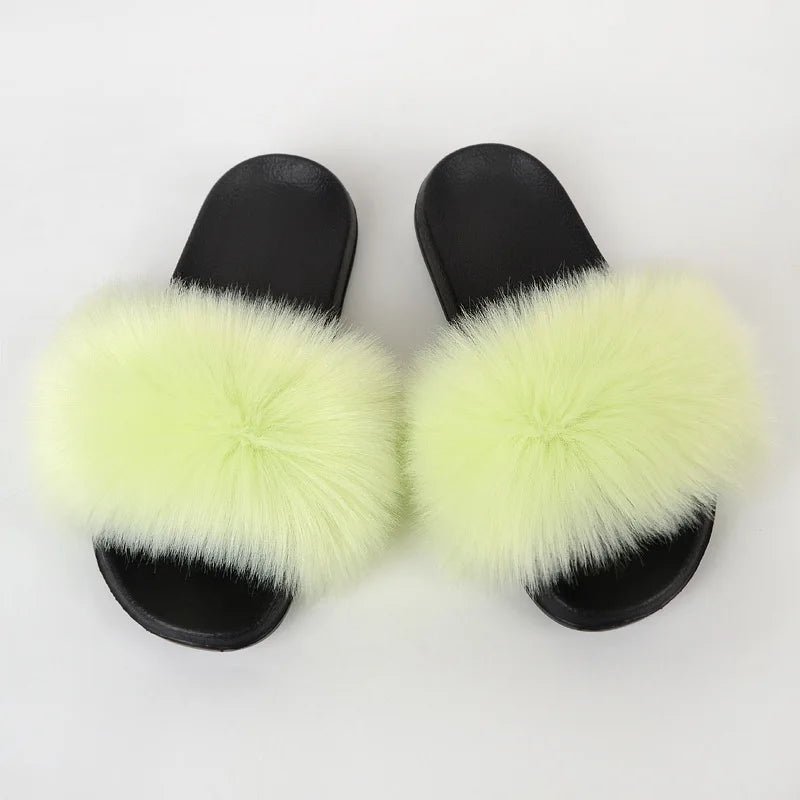 Luxury Fluffy Fur Slippers - Women's Indoor Warm Plush Slides - EverHype
