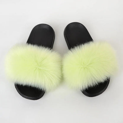 Luxury Fluffy Fur Slippers - Women's Indoor Warm Plush Slides - EverHype