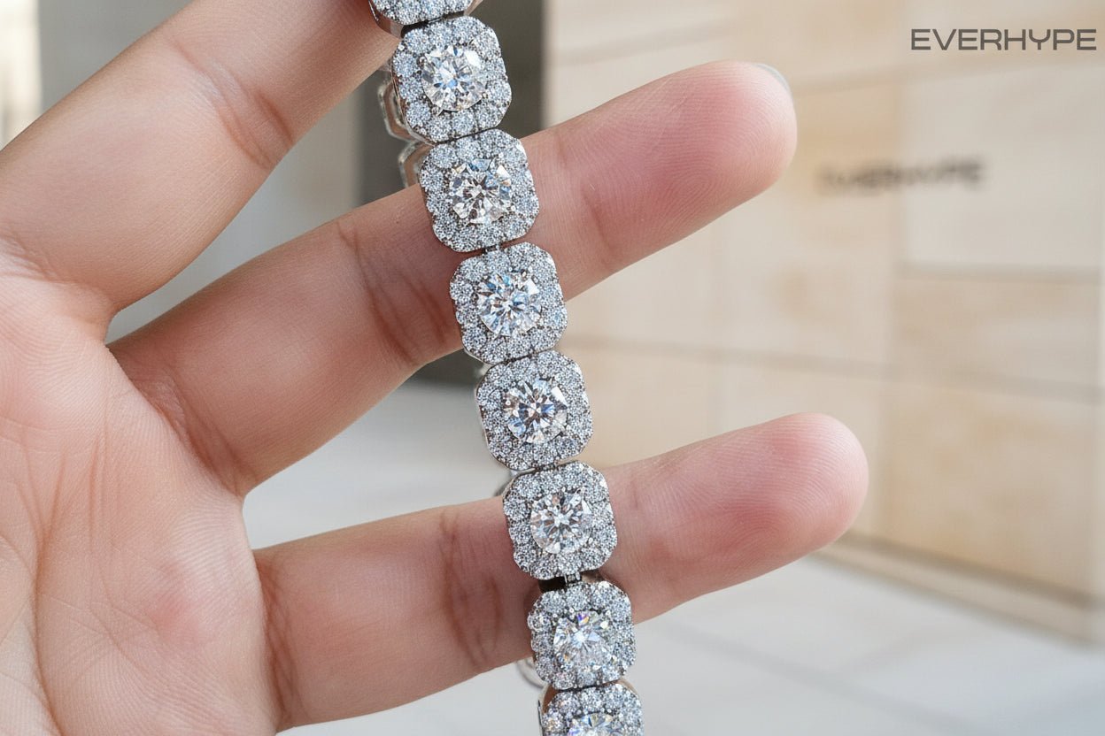 Moissanite Cuban Link Bracelet - 10mm - 12mm 925 Silver Iced Out Chain - EverHype