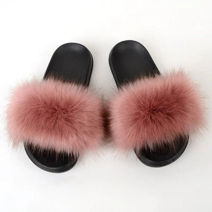 Luxury Fluffy Fur Slippers - Women's Indoor Warm Plush Slides - EverHype