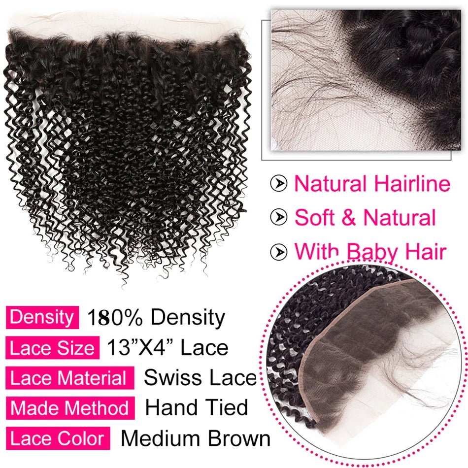 15A Malaysian Kinky Curly Bundles With Frontal Wet and Wavy Water Wave Human Hair Bundles With Closure Natural Virgin Human Hair - EverHype
