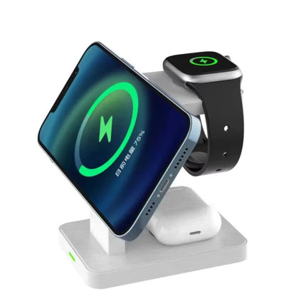 3 In 1 Magnetic Wireless Charger Stand for iPhone 16 15 14 13 Pro Max Apple Watch 1 - 8 AirPods Macsafe Fast Charging Station Dock - EverHype