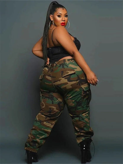 Plus Size Camo Cargo Pants - Women's Casual Loose Joggers | Streetwear Fashion - EverHype