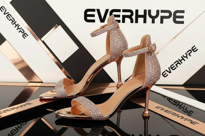 BIGTREE Shoes Rhinestone High Heels Women Pumps Sexy Kitten Heels Party Shoes Open Toe Women Sandals Heel Stiletto Wedding Shoes - EverHype