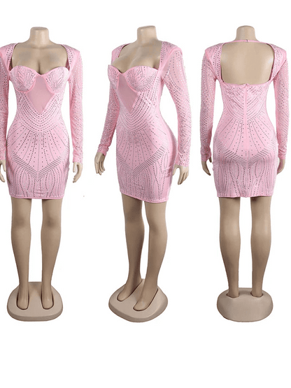 Sparkly Rhinestone Bodycon Dress - Sexy Glitter Mini Dress for Women - EverHype