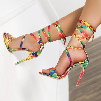 Aphixta Summer Riband Stiletto Heels Sandals Women Fashion Pumps Cool Pimp Ankle Strap Official Shoes - EverHype