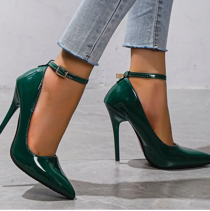 Aphixta Orange New Luxury Crystals Buckle Pimp Super High 12cm Stiletto heels Pumps Women Shoes Pointed Toe Colorful Party Pumps - EverHype