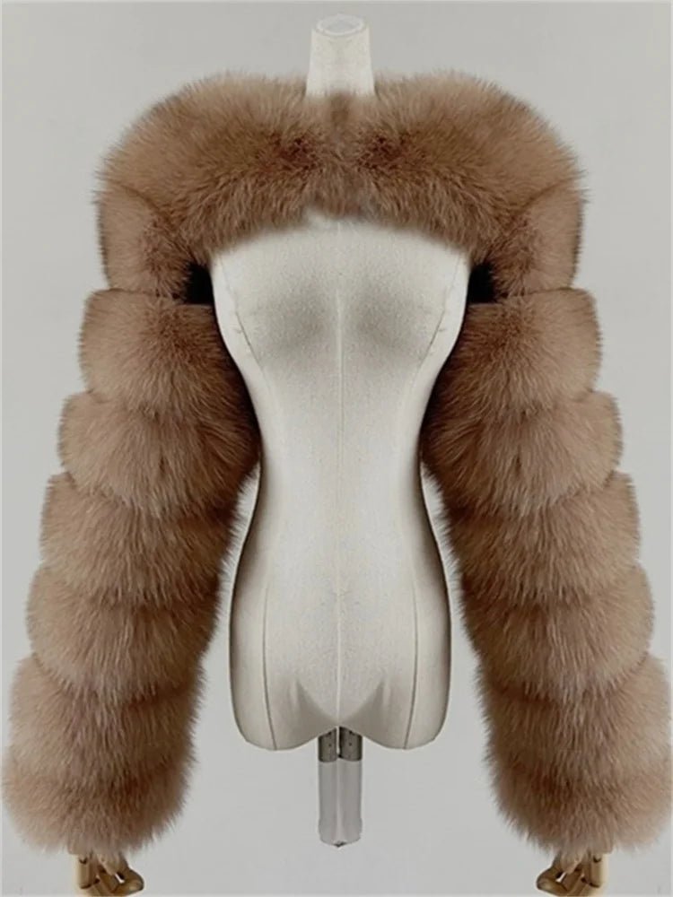 Faux Fur Jacket - Cropped Long Sleeve Coat for Women | Winter Warm Clothes - EverHype