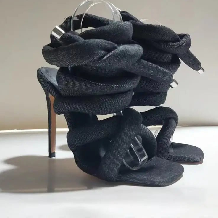 Runway Snake Strap Long Shoes Women's Sandals Summer 2025 Sexy Stiletto Heel Stripper Shoes Star Style Slingback Heeled Sandals - EverHype