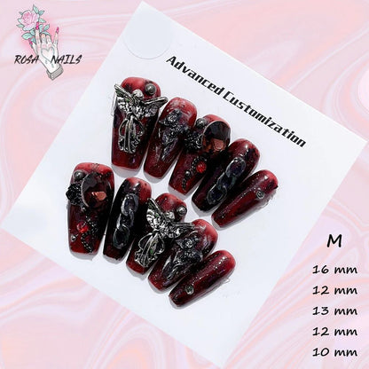 Fake Nails y2k Rainbow Discoloration Effect Handmade Tips Shine Chameleon Flakes Hologram Mirror Manicure Gothic Press on Nails - EverHype