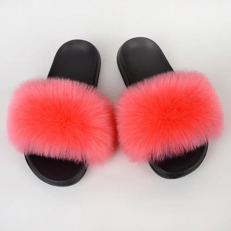 Luxury Fluffy Fur Slippers - Women's Indoor Warm Plush Slides - EverHype