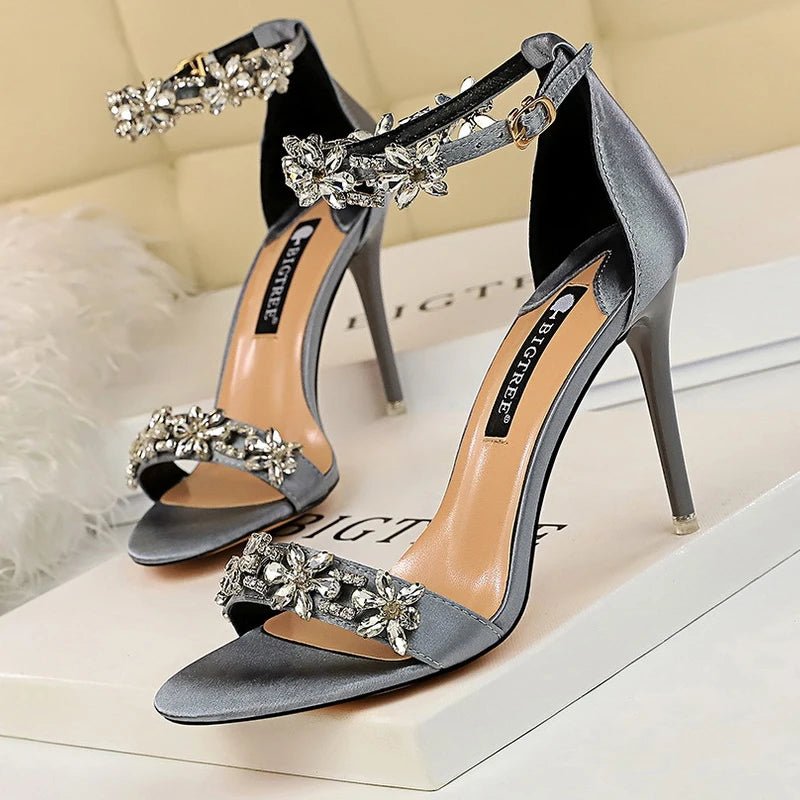 BIGTREE Shoes Open Toe Rhinestones Sandals Women 2026 New Designer Sexy High Heels Sandals Female Shoes Summer Heeled Sandals - EverHype