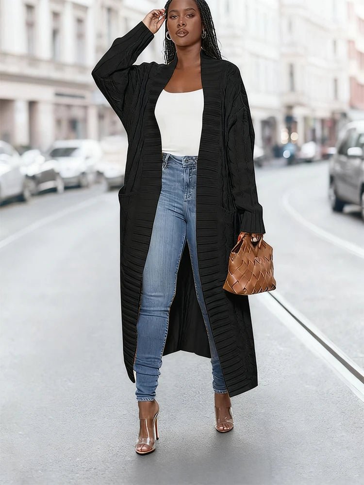 Plus Size Autumn and Winter New Pure Cardigan Casual Knitted Sweater With Pockets Commuter Comfortable Soft Knitted Sweater - EverHype