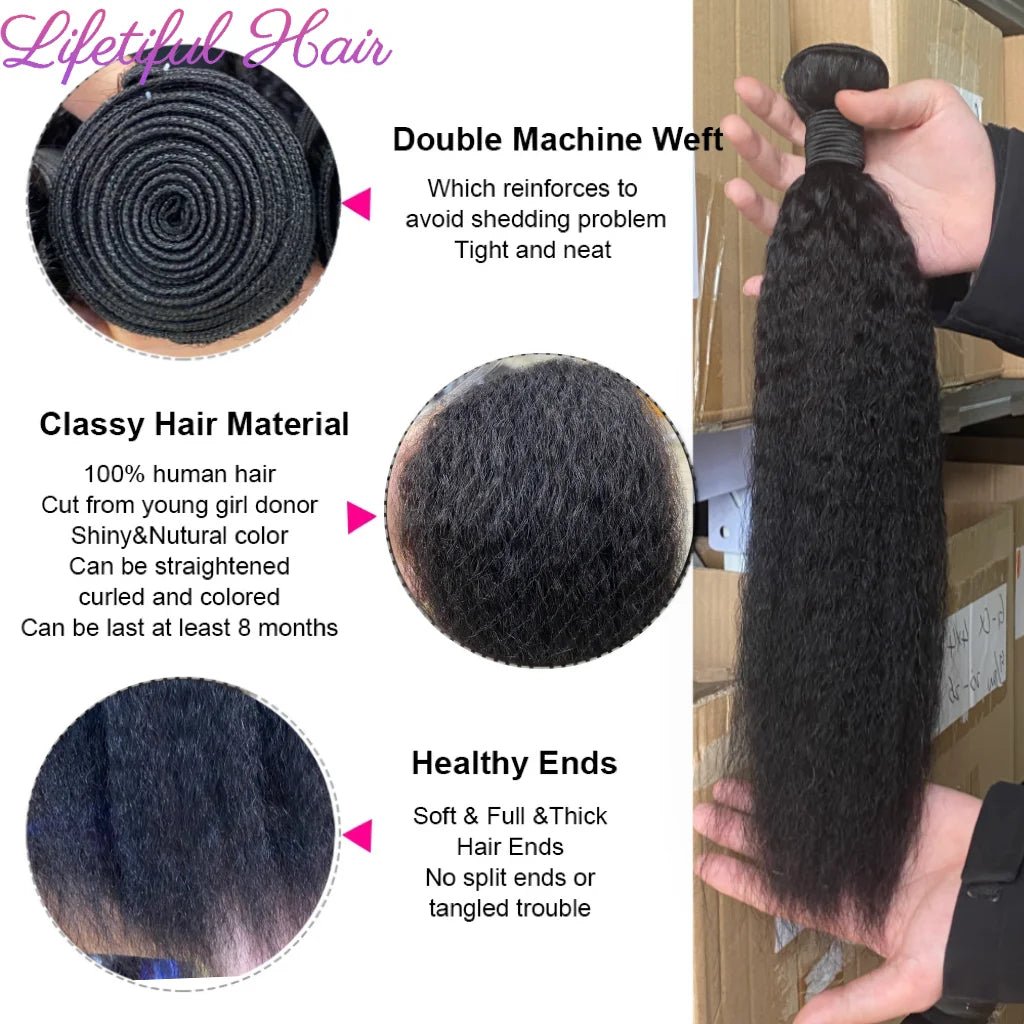 28 30 Inch Kinky Straight Human Hair Bundles Brazilian Yaki Bundles 100% Human Hair Extensions Raw Hair Bundles Fast Shipping - EverHype