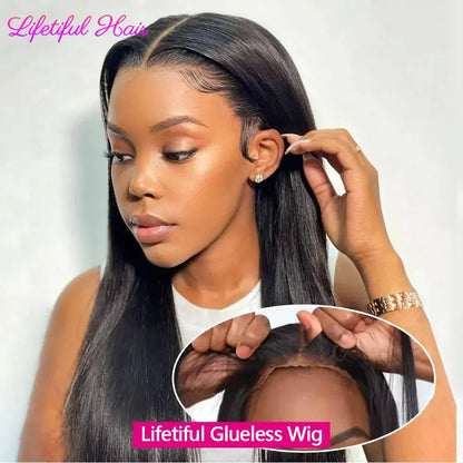 Lifetiful Glueless Human Hair Wig Ready To Wear Straight Transprent 4x4 Lace Closure Wigs For Women Glueless Wigs Human Hair - EverHype