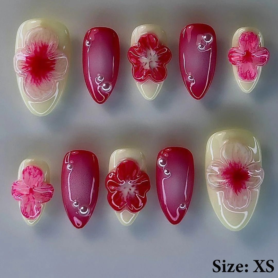 Summer Nails Shell 3D Jelly Spring Flowers Gel Nail Art Vacation Holiday Trendy Flower Almond French Tip Handmade Press on Nails - EverHype