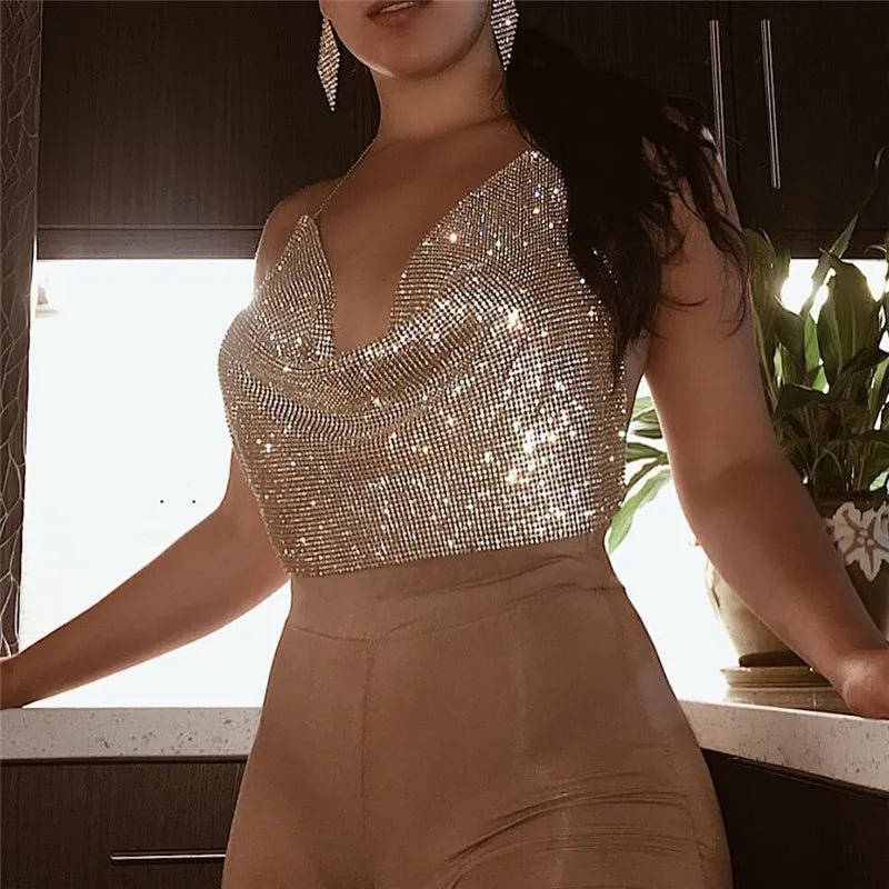 Festival Rhinestone Backless Crop Top - Glitter Party Tank | EverHype 2026 - EverHype