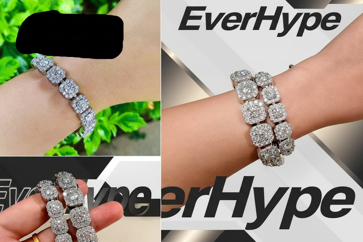 Moissanite Cuban Link Bracelet - 10mm - 12mm 925 Silver Iced Out Chain - EverHype