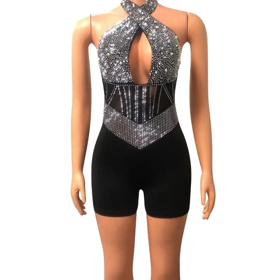 Gold Rhinestone Jumpsuit - Crystal Corset Bodycon Romper | Luxury Evening Party - EverHype