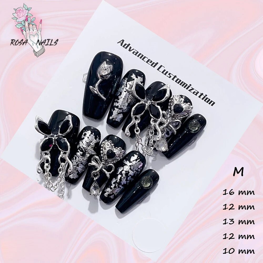 Fake Nails y2k Rainbow Discoloration Effect Handmade Tips Shine Chameleon Flakes Hologram Mirror Manicure Gothic Press on Nails - EverHype