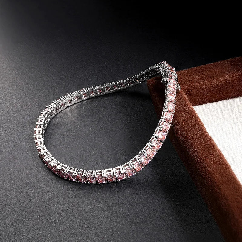 Pink Moissanite Bracelet - 925 Sterling Silver with GRA Certificate - EverHype