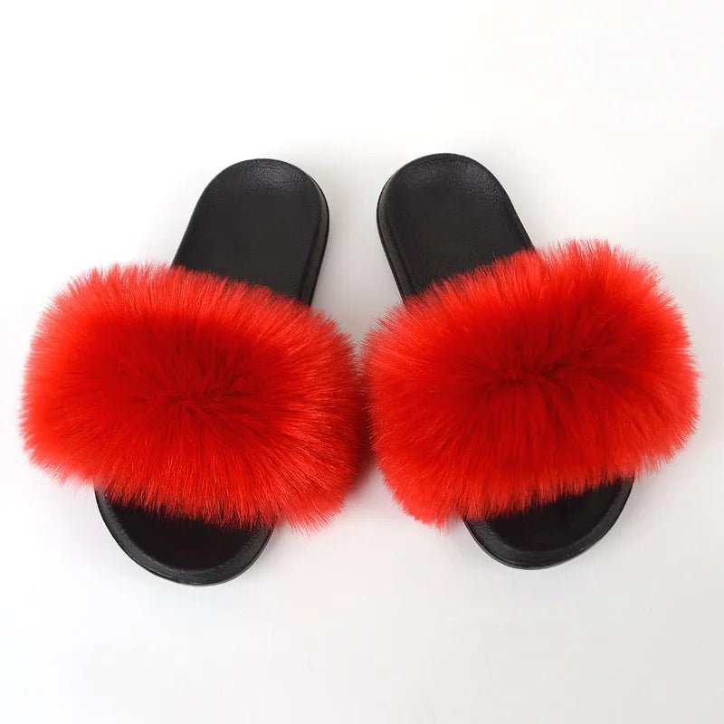 Luxury Fluffy Fur Slippers - Women's Indoor Warm Plush Slides - EverHype