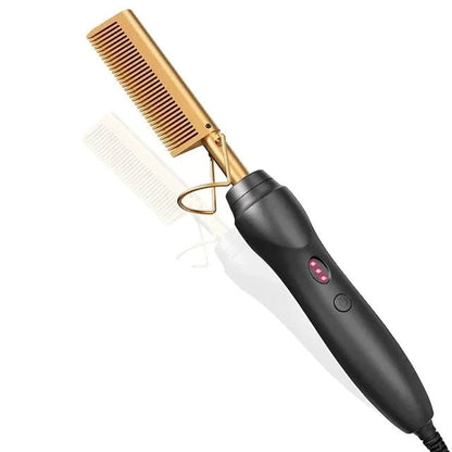 Pink Hot Comb - Electric Hair Straightening Iron for Wet & Dry Hair - EverHype