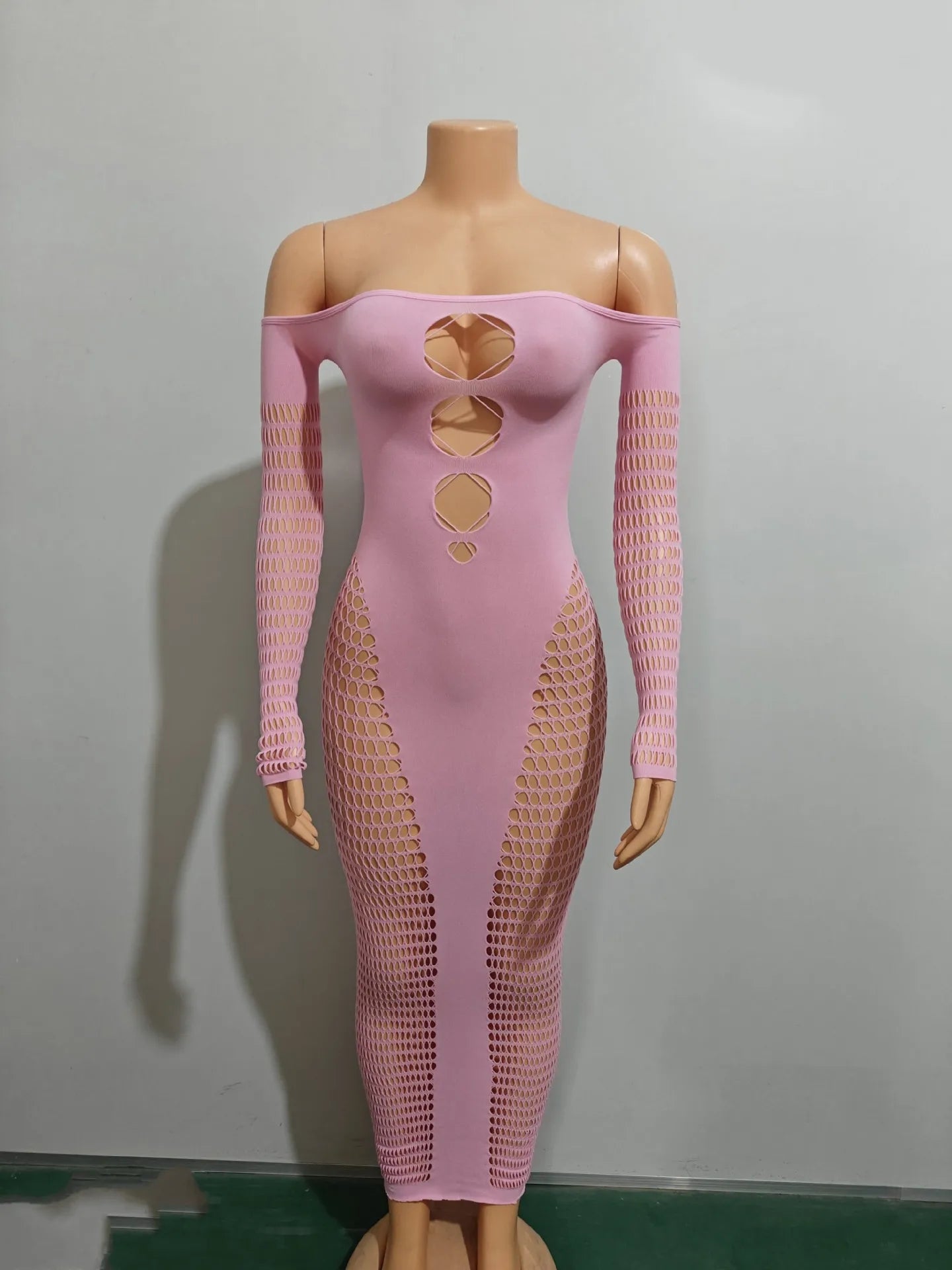 Mesh Maxi Dress - Strapless Long Sleeve Evening Party Dress for Women - EverHype