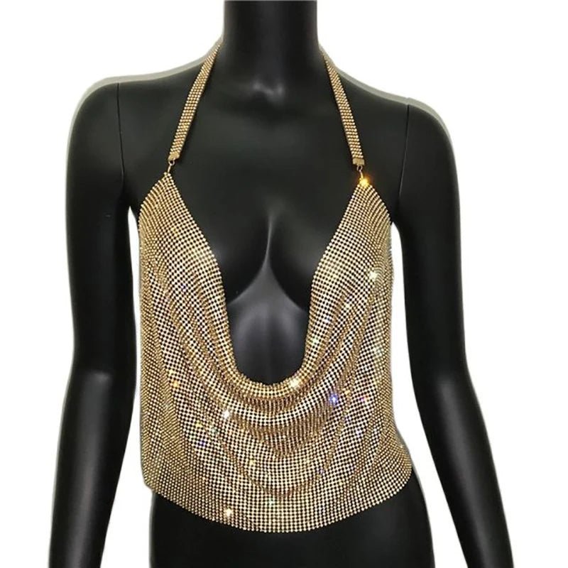 Festival Rhinestone Backless Crop Top - Glitter Party Tank | EverHype 2026 - EverHype