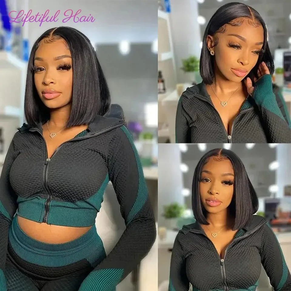 Glueless Bob Wigs Human Hair Ready To Wear 4x4 Lace Closure Wig Human Hair Wig Fast Delivery Straight Human Hair Wigs Glueless - EverHype