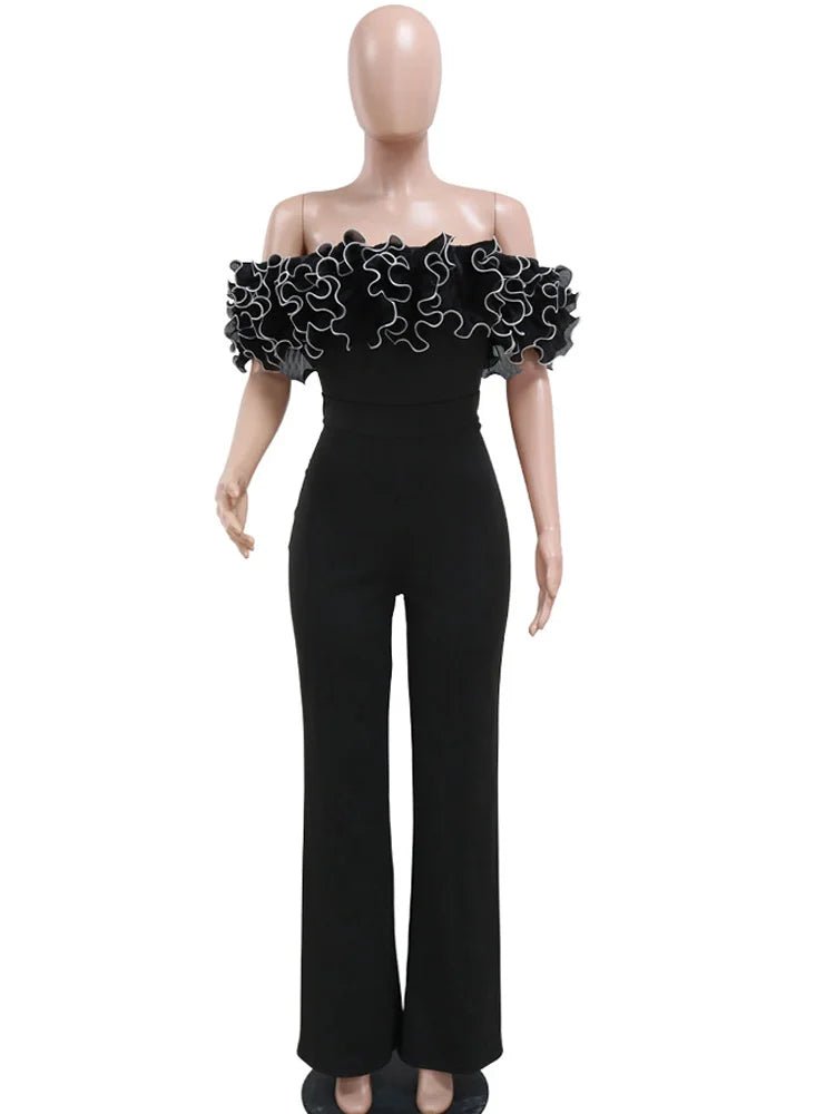 Bonnie Forest Woman Jumpsuits Elegant Rose Detail One Piece Women Clothing Club Overalls Celebrities Outfits Party Sexy Clubwear - EverHype