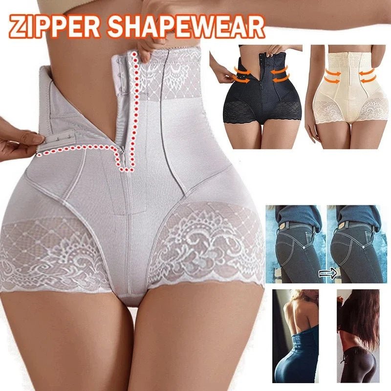 2023 New Tummy Control Panties Women Zipper Body Shaper High Waist Shaper Pants Seamless Shapewear Postpartum Panties - EverHype