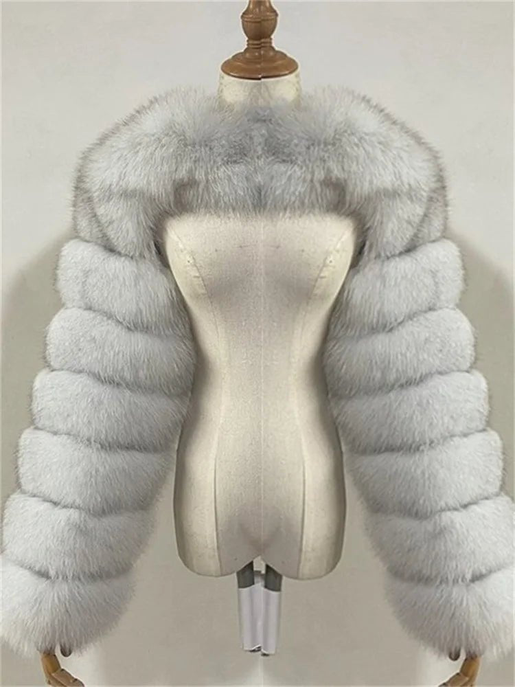 Faux Fur Jacket - Cropped Long Sleeve Coat for Women | Winter Warm Clothes - EverHype