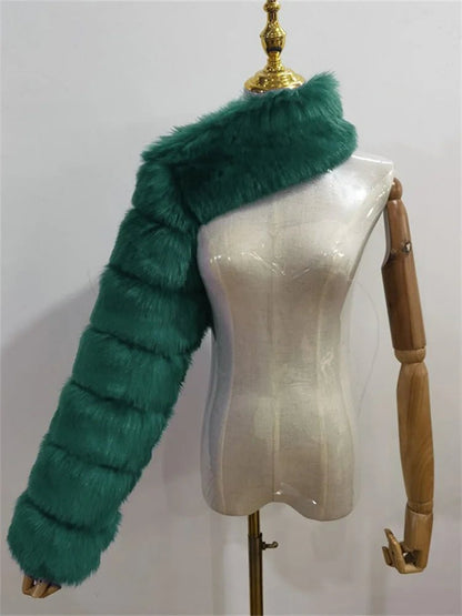 Faux Fur Jacket - Cropped Long Sleeve Coat for Women | Winter Warm Clothes - EverHype