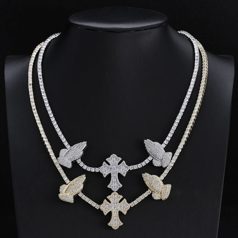 Custom Cross Necklace - VVS Moissanite 925 Silver Iced Out Tennis Chain - EverHype